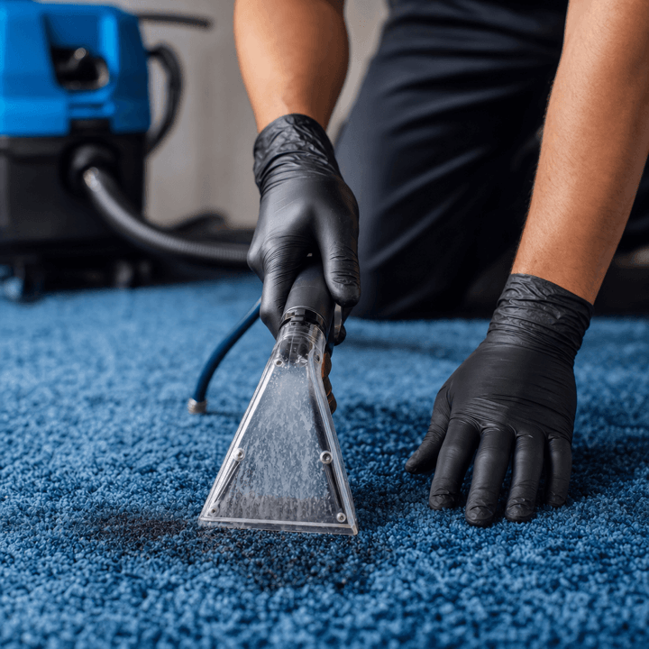 Precise spot and stain treatment on carpet fibers